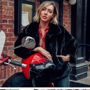 Lovestitch black coat jacket faux fur so soft !!!!!!! . Small